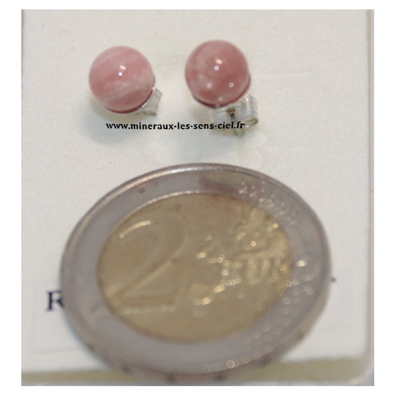 Puce d'Oreille pierre Rhodochrosite sur argent