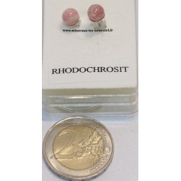 Boucle d'oreille boules 6mm pierre Rhodochrosite monter sur argent