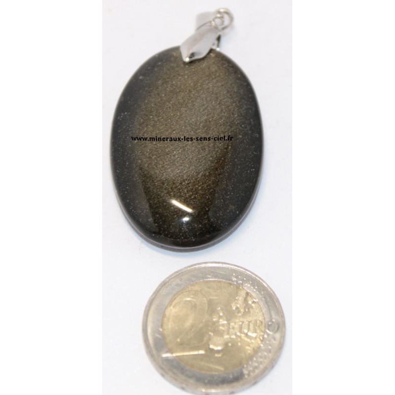 Pendentif obsidienne doré du Mexique