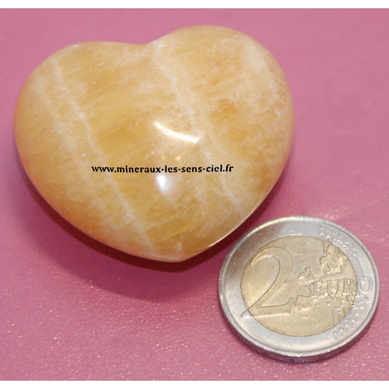 Petit Coeur en pierre Calcite Orange