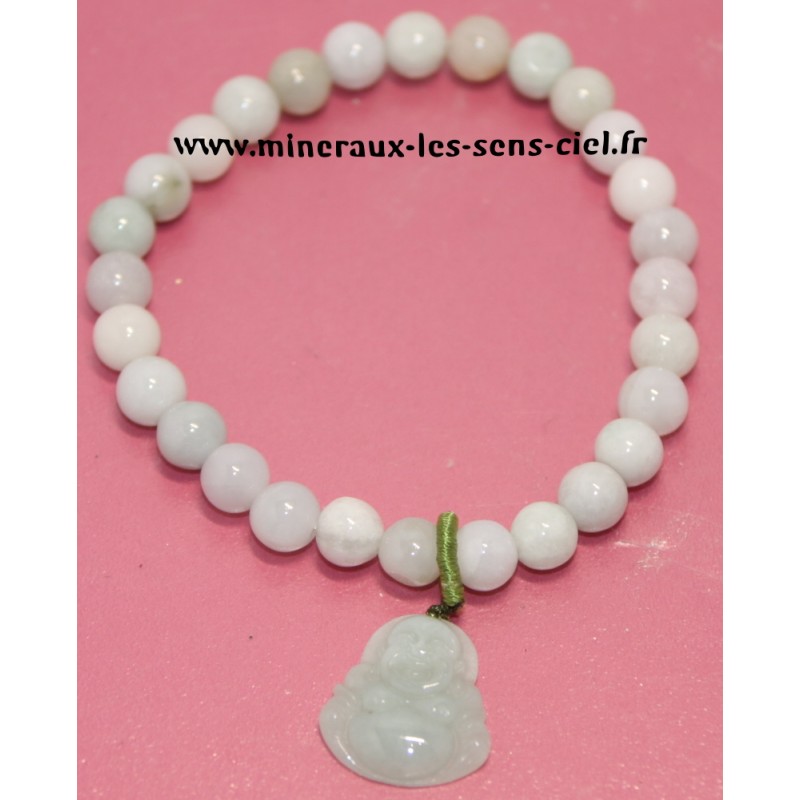 Bracelet boules 6mm pierre de Jade avec bouddha