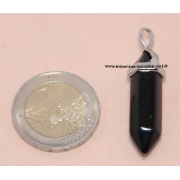 Pendentif pointe biterminé pierre Obsidienne noire