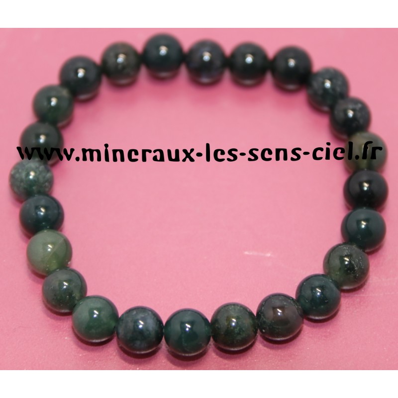 Bracelet boules 8mm pierre Agate Mousse