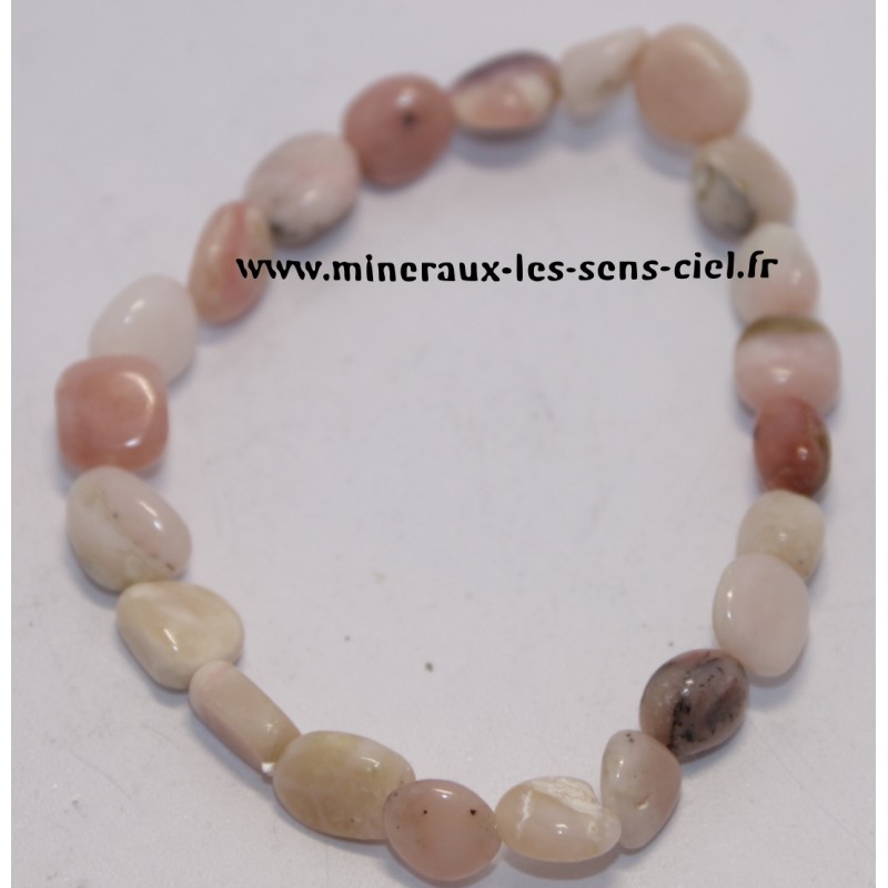 Bracelet nuggets pierre opale des Andes Rose