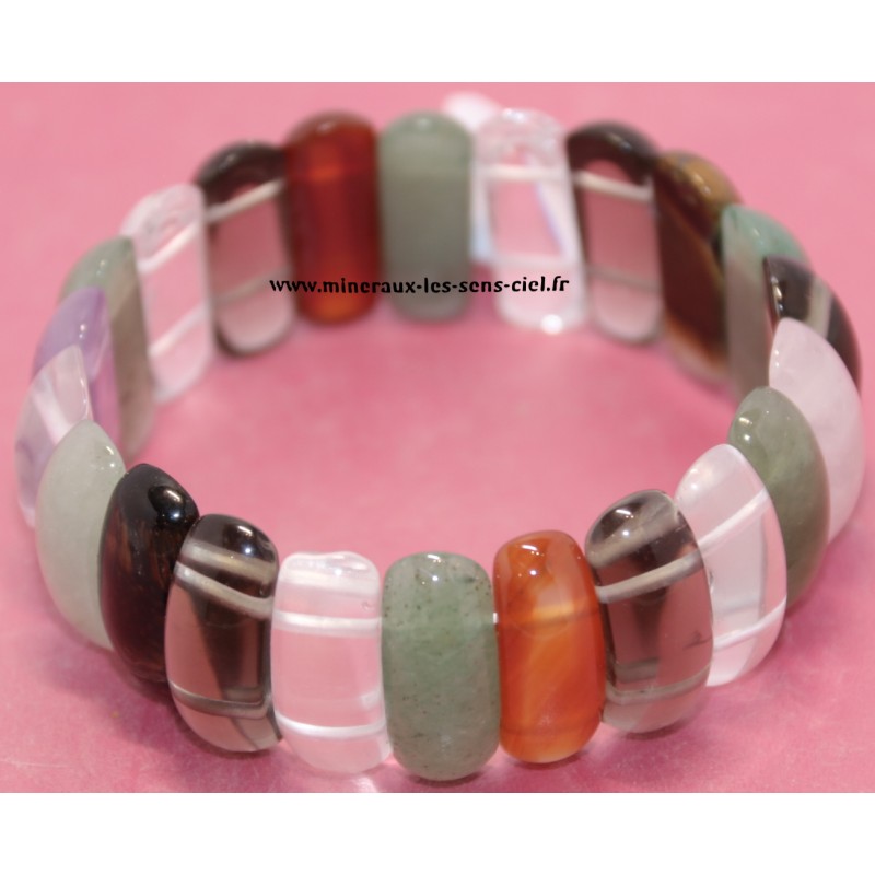 Bracelet plaquettes ovale Multi - pierres