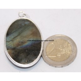 Pendentif pierre Labradorite brute poli monté sur argent