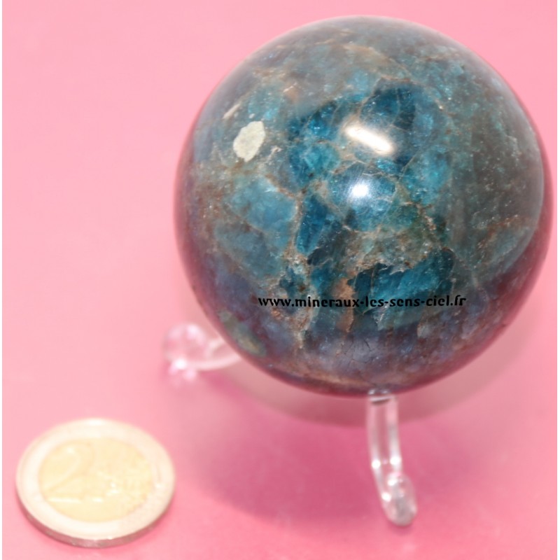 Sphère 60mm pierre Apatite Bleue poli