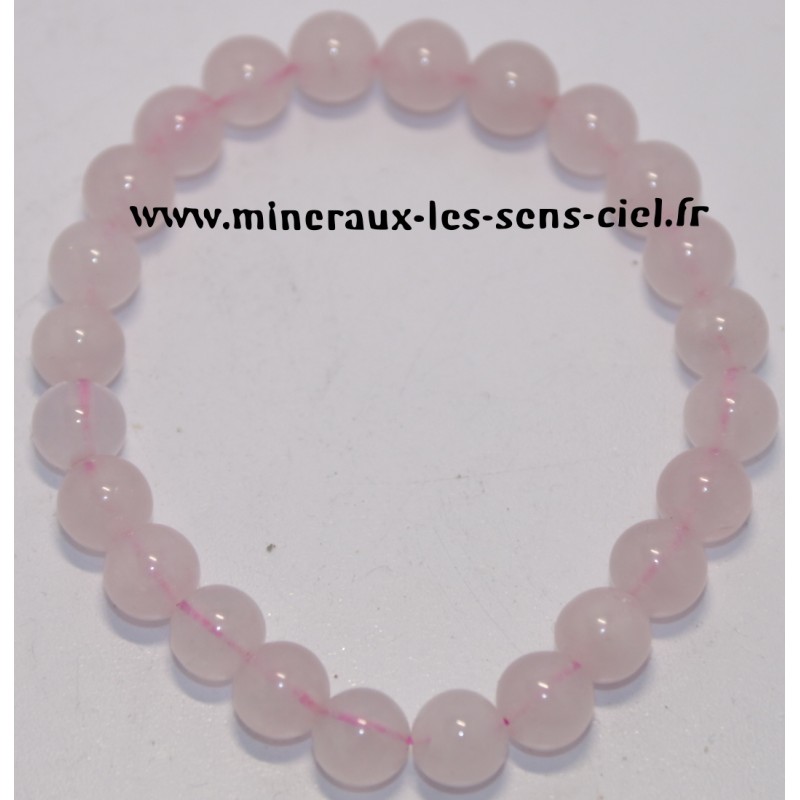 Bracelet boules 8mm pierre quartz rose