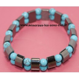 Bracelet thank pierre Hématite et Howlite bleue