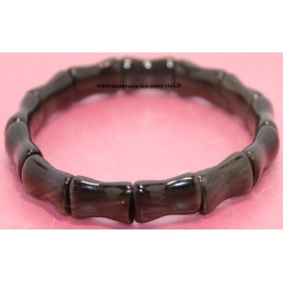 Bracelet Bambou pierre Obsidienne Dorée