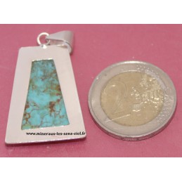 Pendentif pierre Turquoise modèle trapèze sur argent