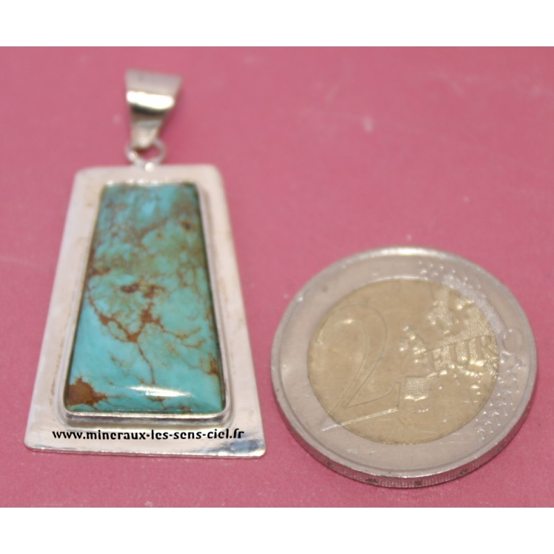 Pendentif Trapèze en argent avec pierre Turquoise
