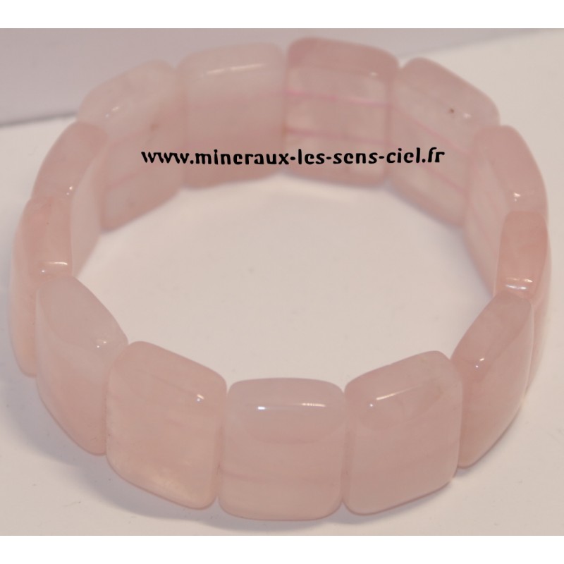 Bracelet plaquette large Quartz Rose du Madagascar