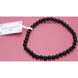 Bracelet boules 4mm pierre Tourmaline noire