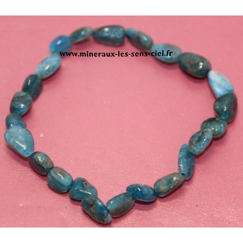 Bracelet grains pierre Apatite bleue