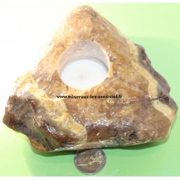 Bougeoir en pierre agate naturelle brute poli