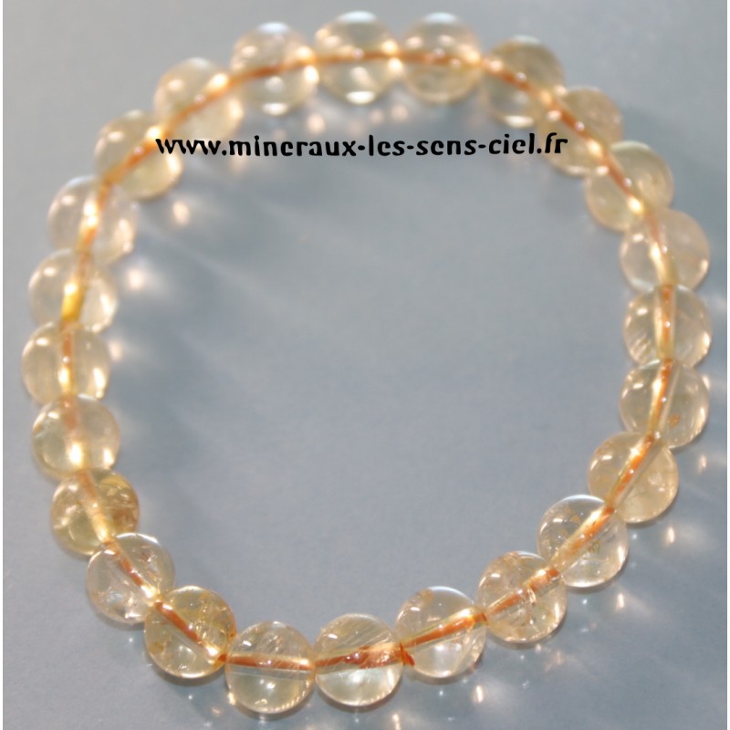 Bracelet boules 8mm pierre citrine naturelle