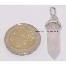 Pendentif pierre biterminé Quartz Rose pierre roulée