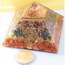 Pyramide en Orgonite pierre 7 chakras et Archange métatron