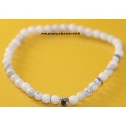 Bracelet boules 4mm pierre howlite blanche