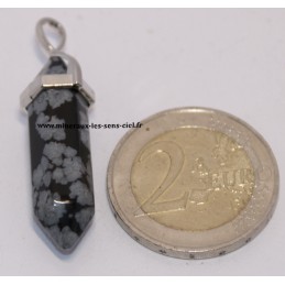 Pendentif biterminer pierre Obsidienne flocons de neige