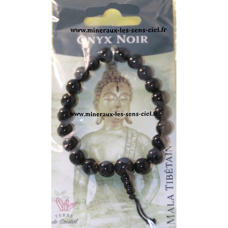 Bracelet boules 8mm mala pierre onyx noire