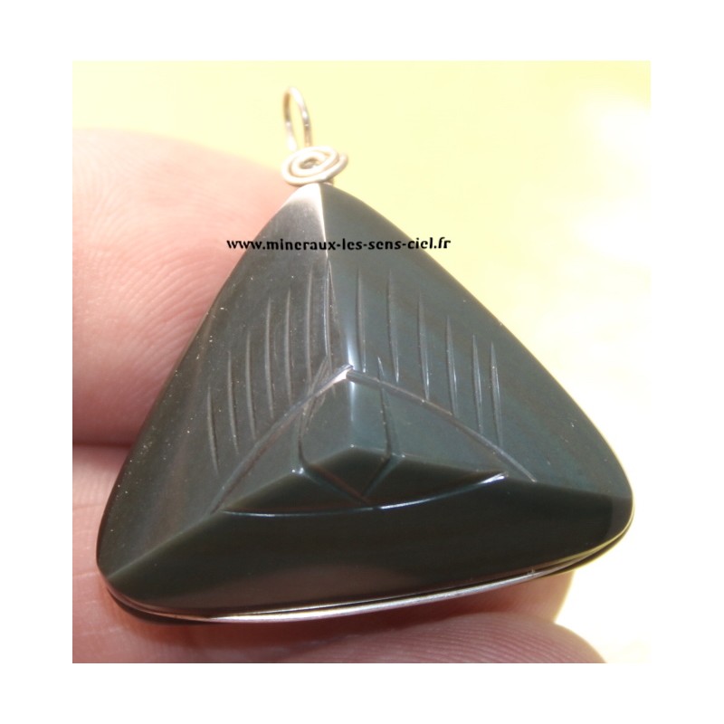 obsidienne oeil céleste pendentif poli