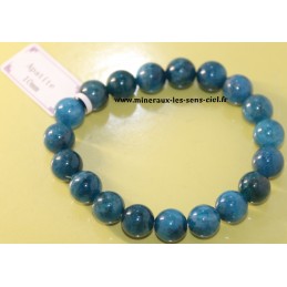 Bracelet boules 10mm pierre apatite bleue