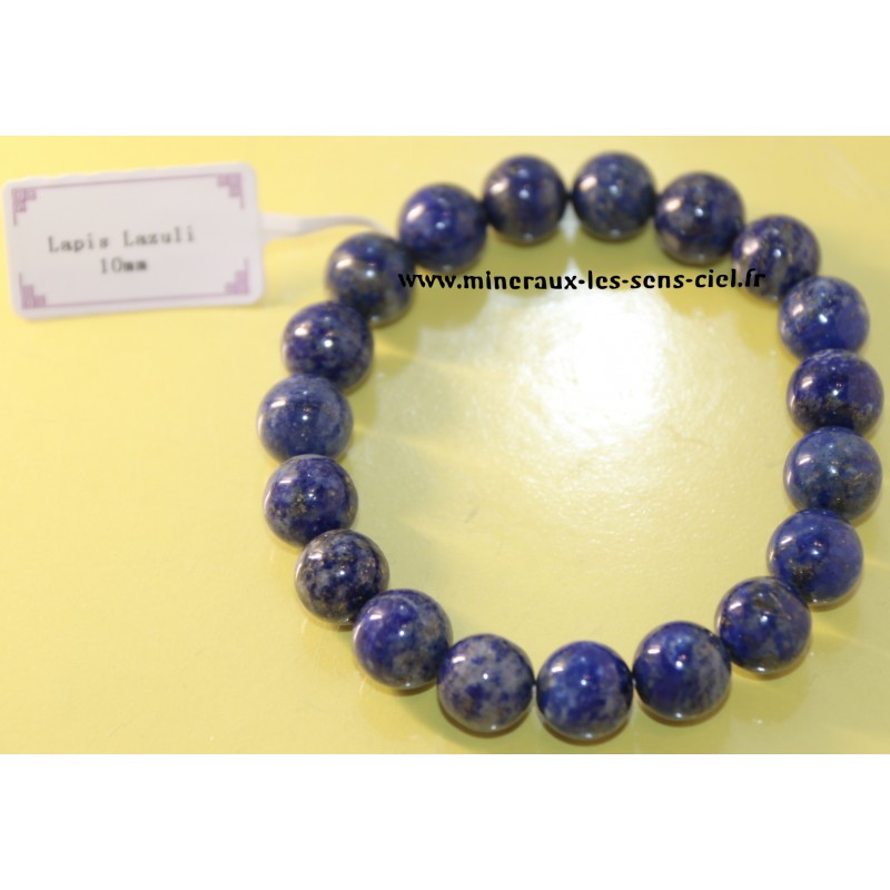 Bracelet boules 10mm pierre lapis lazuli d’Afghanistan