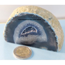 Géode pierre agate bleue brute poli