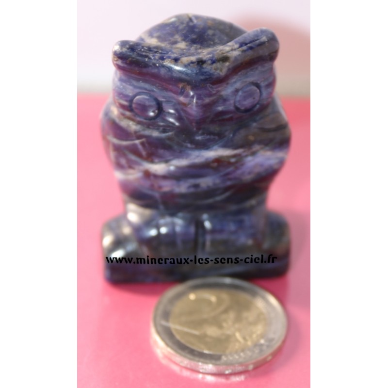 Hibou ou Chouette en pierre Sodalite