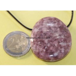 Pendentif galet pierre lépidolite