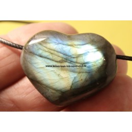 pendentif coeur pierre labradorite poli