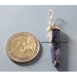 pendentif biterminer pierre sodalite monté sur argent