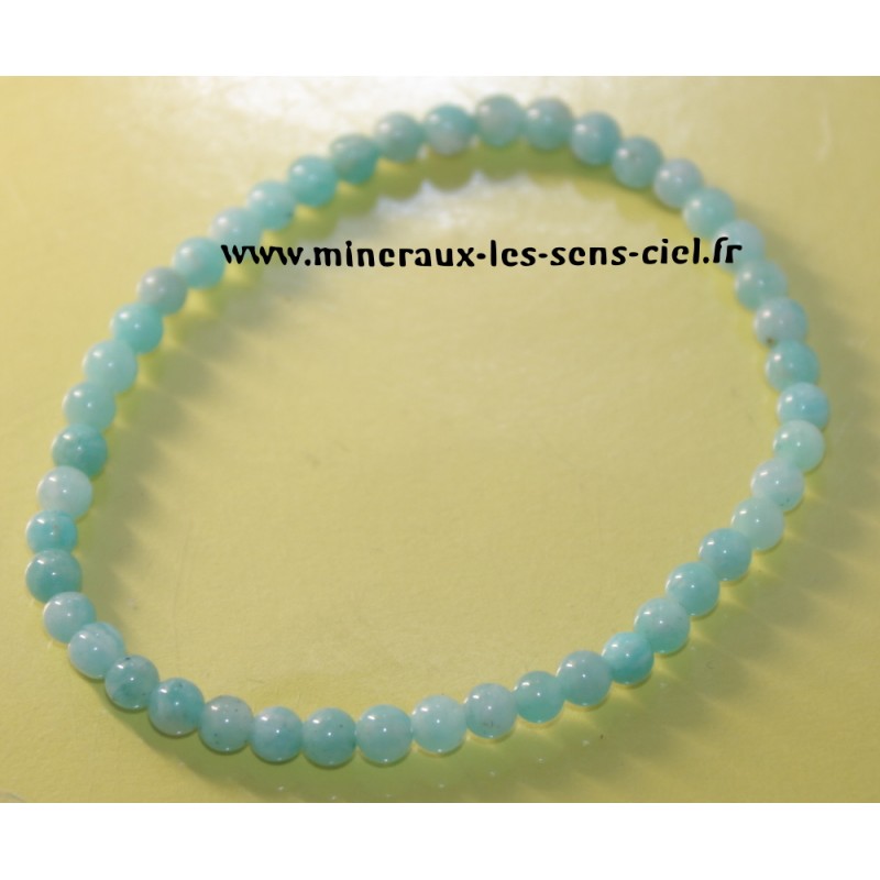 bracelet boules 4mm pierre amazonite