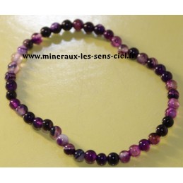 bracelet boules 4mm pierre agate violette