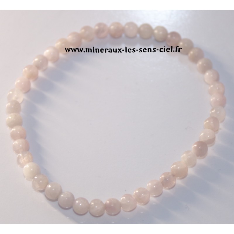 bracelet boules 4mm pierre kunzite