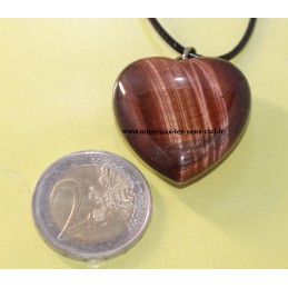 pendentif coeur pierre oeil de taureau