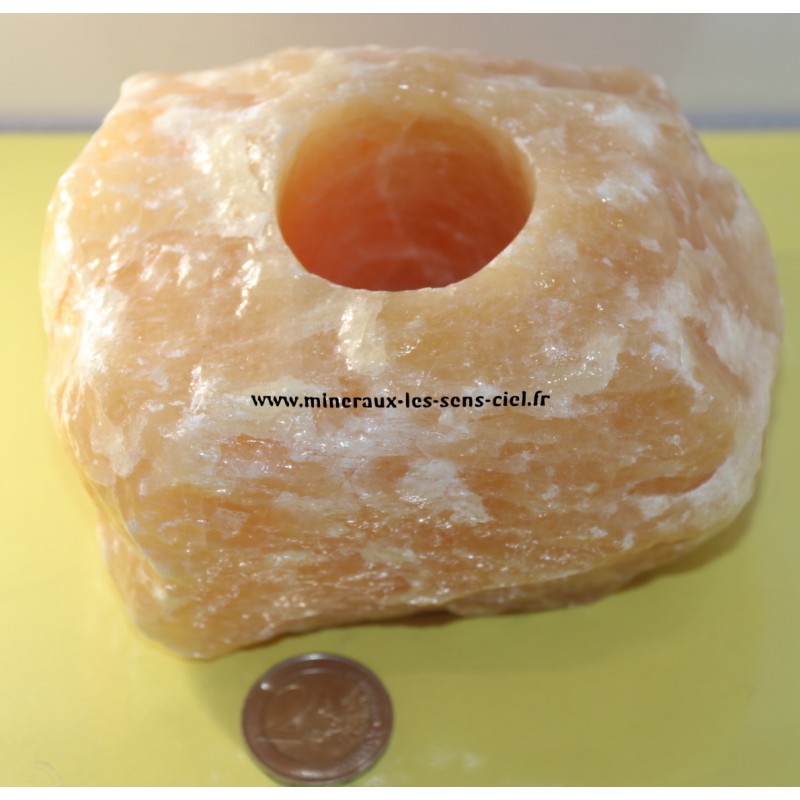 bougeoir calcite orange brut