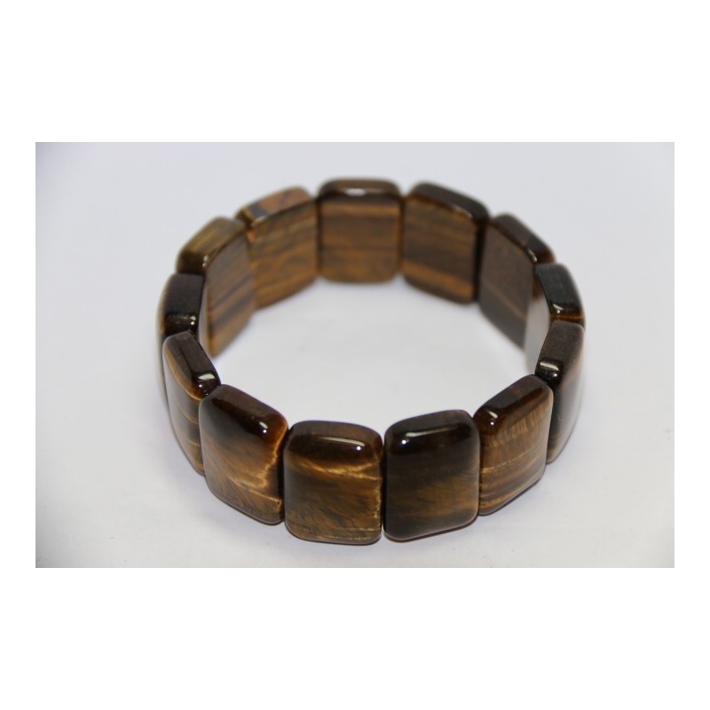 Bracelet plaquette large Oeil de Tigre