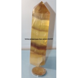 obélisque pierre fluorine ou fluorite jaune poli