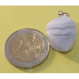 pendentif pierre calcédoine bleue pierre roulée