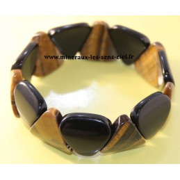 bracelet large triangle pierre oeil de tigre et onyx