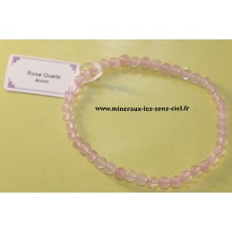 Bracelet boules 4mm pierre quartz rose