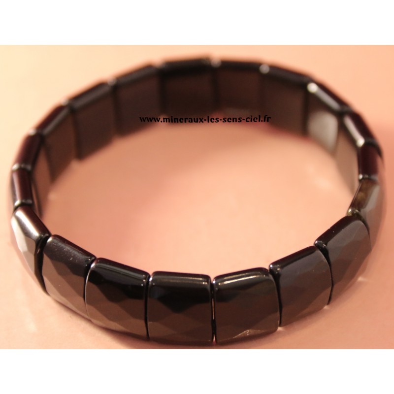 Bracelet Plaquette Obsidienne Noire Facetter