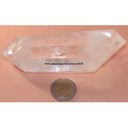 pointe biterminé en pierre cristal de roche poli