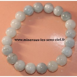 bracelet boules 10mm pierre aigue marine