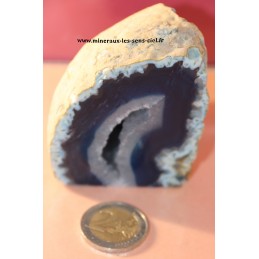 géode agate bleue brute poli