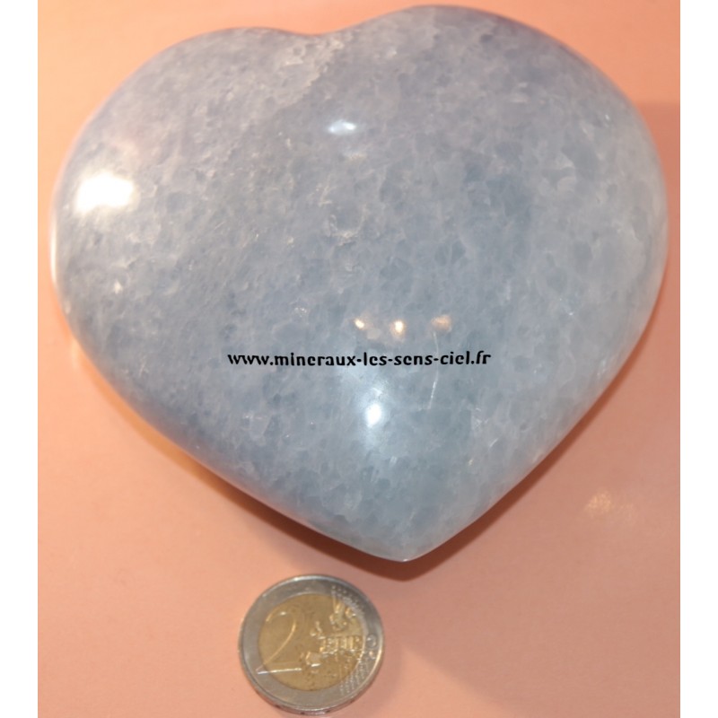 coeur pierre calcite bleue poli