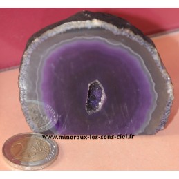 géode agate violette brut poli